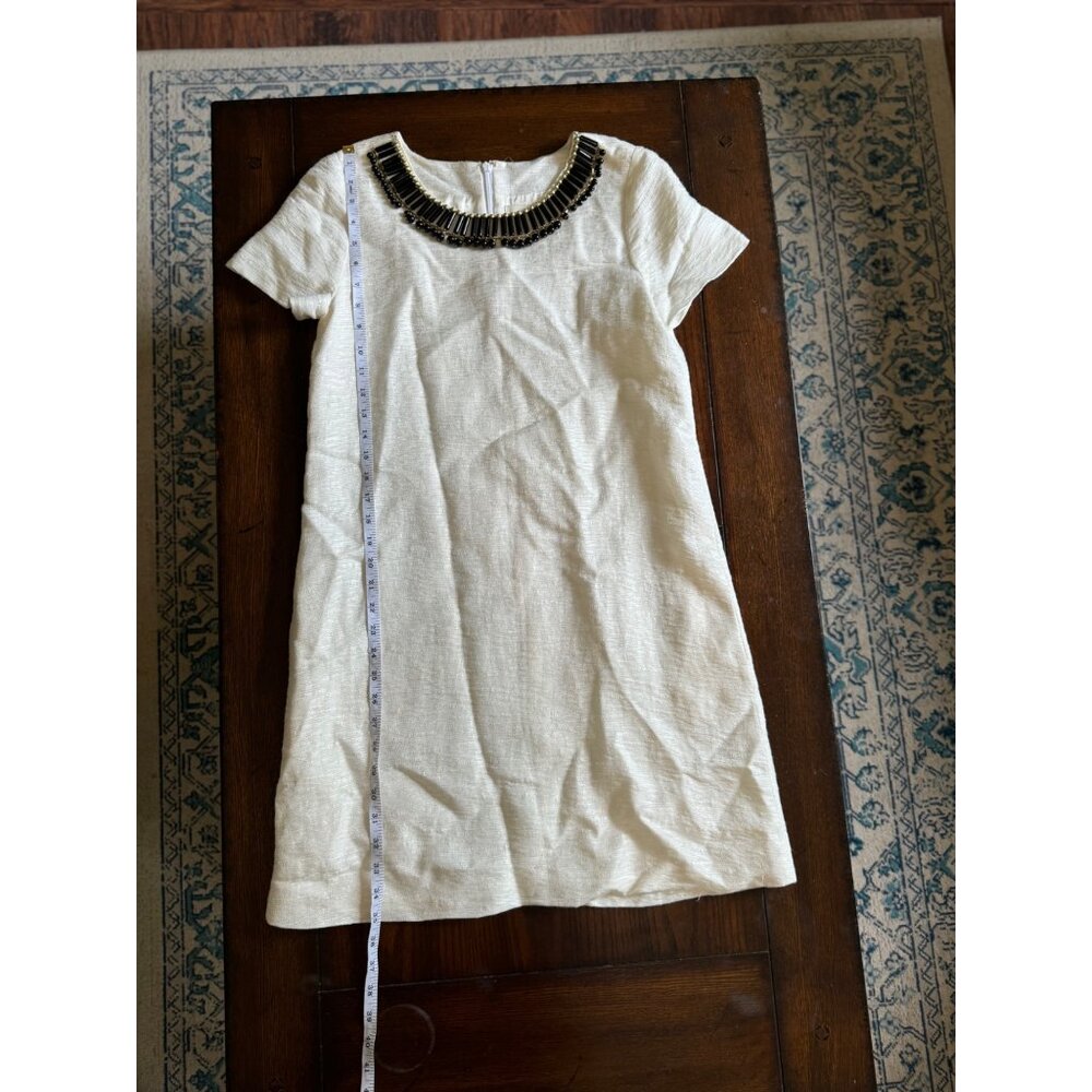Kate Spade Gail Sheath Dress Cream Linen Blend Embellished Beads Pockets Lined 6 - Picture 14 of 14